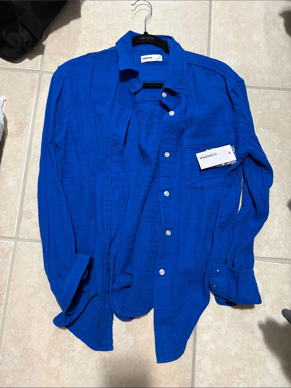 Sonoma Vibrant Cobalt Blue Casual Button-Down Shirt